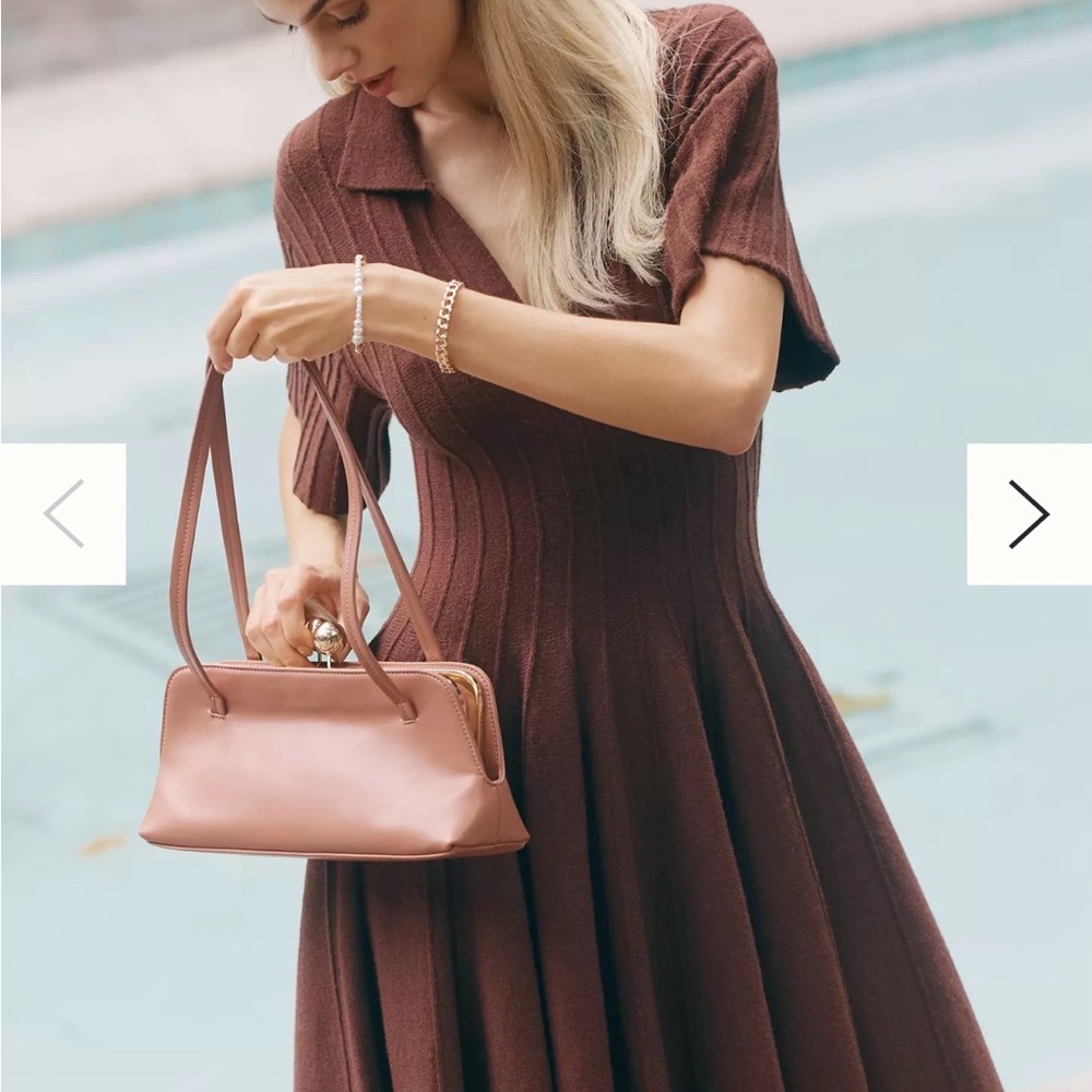 Brown Knit Mini Flare Dress by Anthropologie